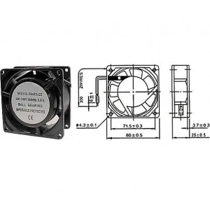 Ventilátor 230V/ 80x80 x 25mm/5330