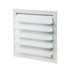 Kovová bílá ventilační mřížka se žaluzií GRM 400 x 400 mm