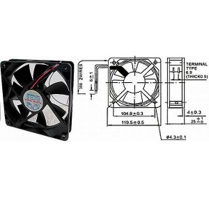 Ventilátor 12V/ 120x120 x 25mm/5318