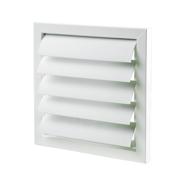 Kovová bílá ventilační mřížka se žaluzií GRM 400 x 400 mm - Kliknutím na obrázek zavřete