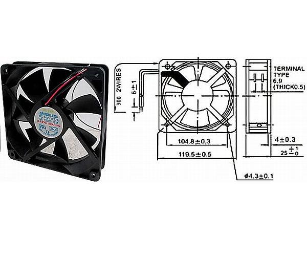 Ventilátor 12V/ 120x120 x 25mm/5318 - Kliknutím na obrázek zavřete