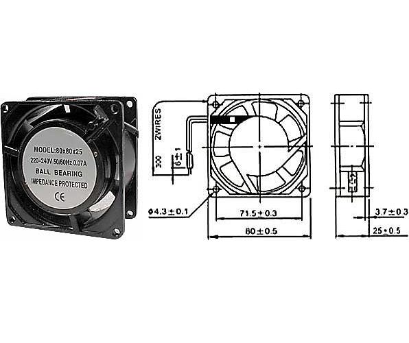 Ventilátor 230V/ 80x80 x 25mm/5330 - Kliknutím na obrázek zavřete