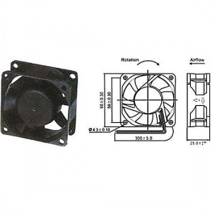Ventilátor 12V/ 60x60 x 25 mm/9312