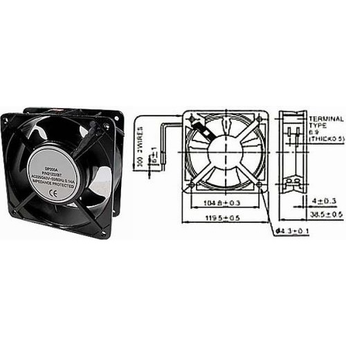 Ventilátor 230V 120x120 x 38 mm/5320 - Kliknutím na obrázek zavřete