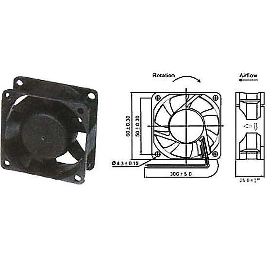 Ventilátor 12V/ 60x60 x 25 mm/9312 - Kliknutím na obrázek zavřete