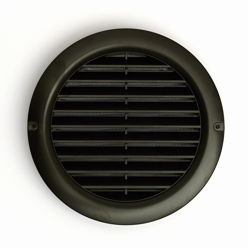 Hnědá ventilační mřížka kulatá MV 125 mm bVs - Kliknutím na obrázek zavřete