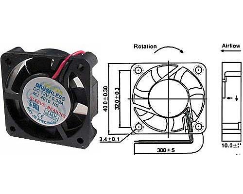 Ventilátor 12V/ 40x40 x 10mm/5322 - Kliknutím na obrázek zavřete