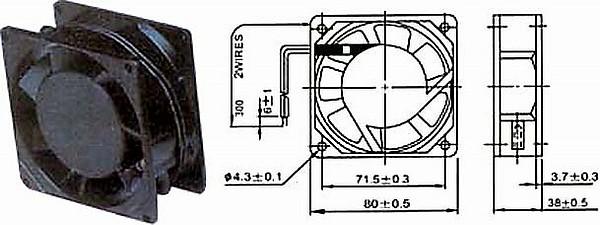 Ventilátor 230V/ 80x80 x 38 mm/5389 - Kliknutím na obrázek zavřete